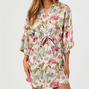 Forever 21 tropical floral print robe and pajama pants. New with tags.